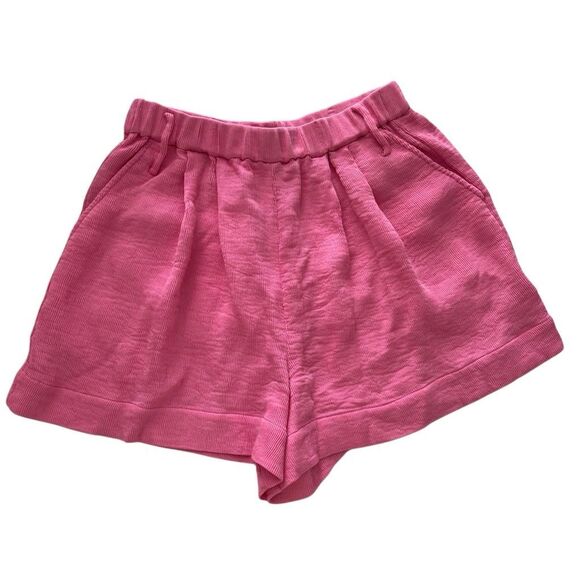 STAUD High Waisted Pull On Shorts 10 Wild Orchid Pink - Picture 2 of 5